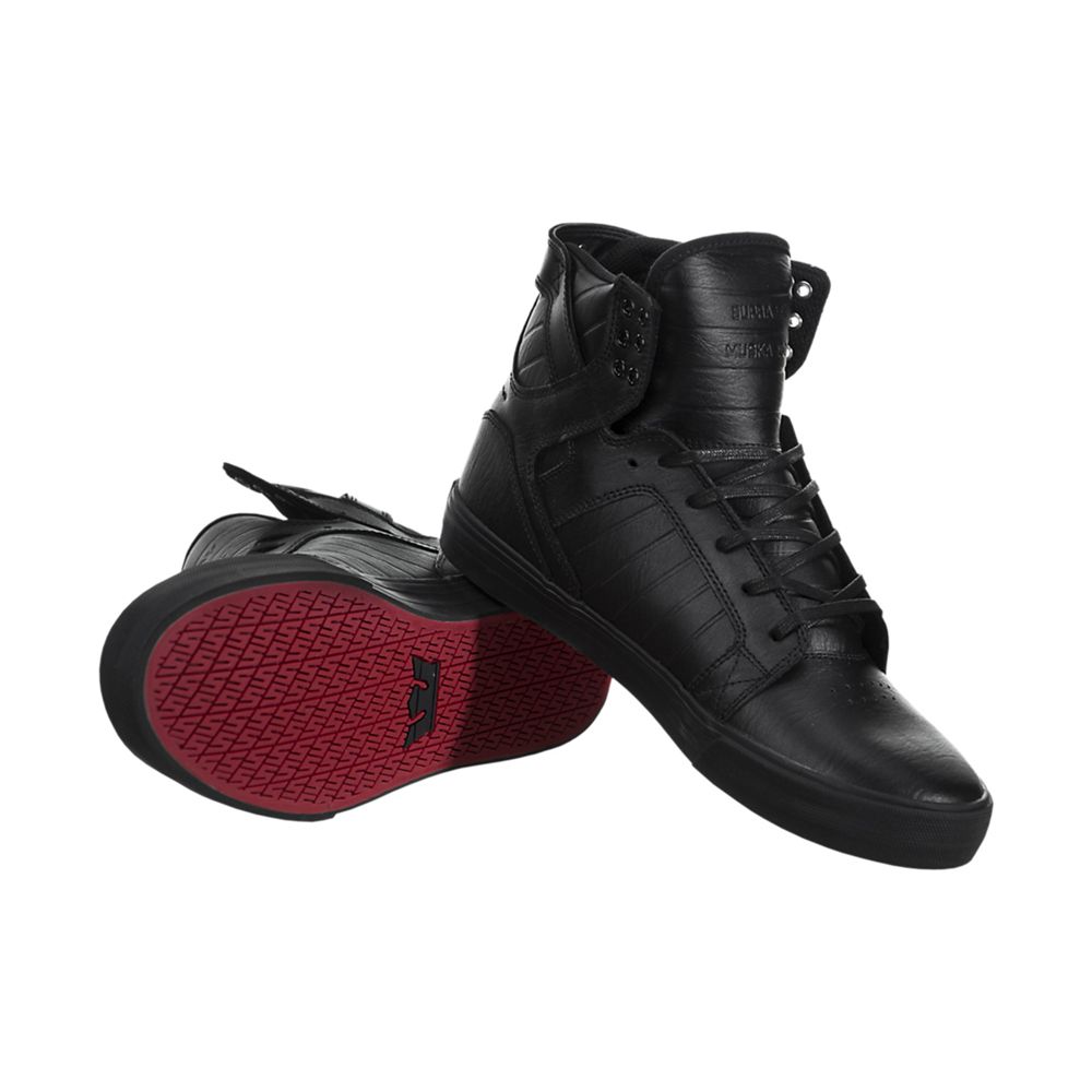 Baskets Montantes Supra SkyTop Noir Black/Black-Red Homme | VTW-40404964